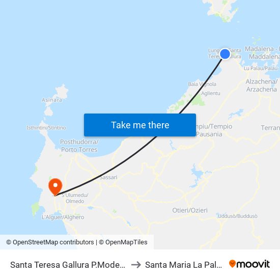 Santa Teresa Gallura P.Modesto to Santa Maria La Palma map