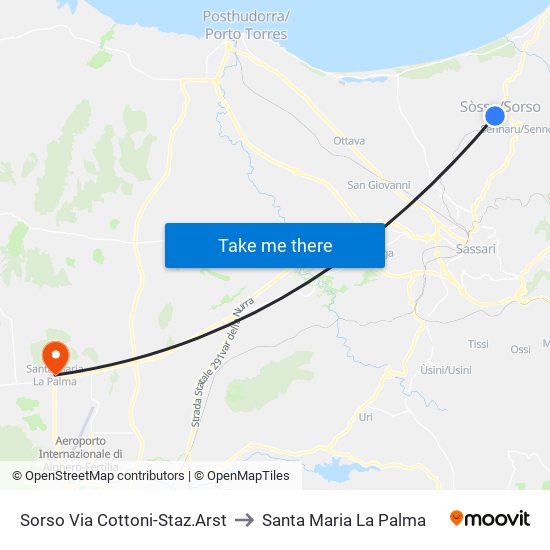 Sorso Via Cottoni-Staz.Arst to Santa Maria La Palma map