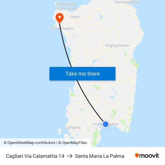 Cagliari Via Calamattia 14 to Santa Maria La Palma map