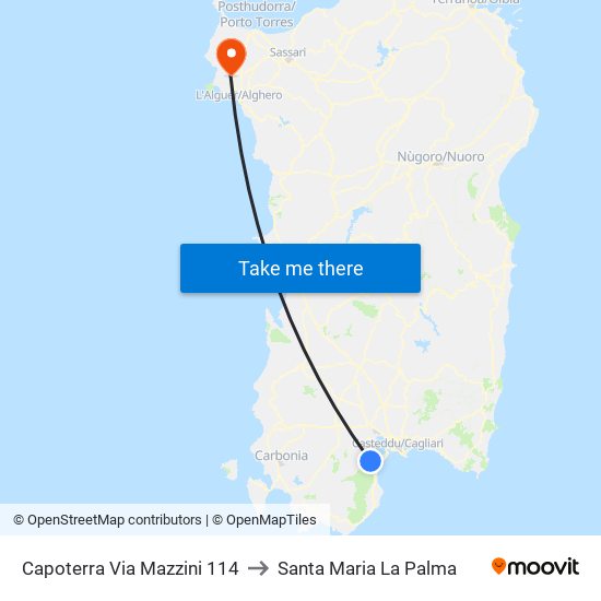 Capoterra Via Mazzini 114 to Santa Maria La Palma map