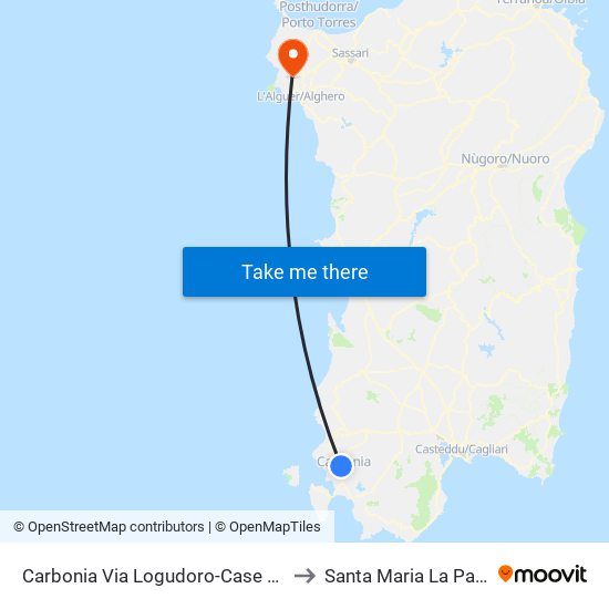 Carbonia Via Logudoro-Case Eural. to Santa Maria La Palma map