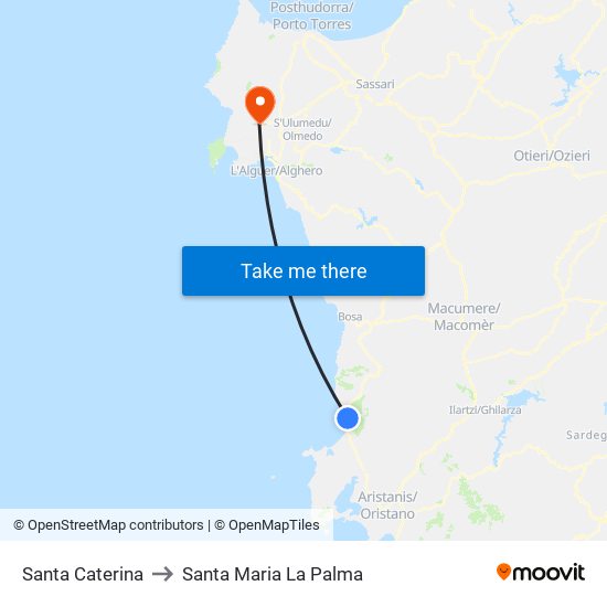 Santa Caterina to Santa Maria La Palma map
