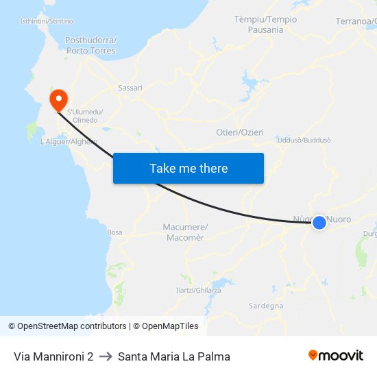 Via Mannironi 2 to Santa Maria La Palma map