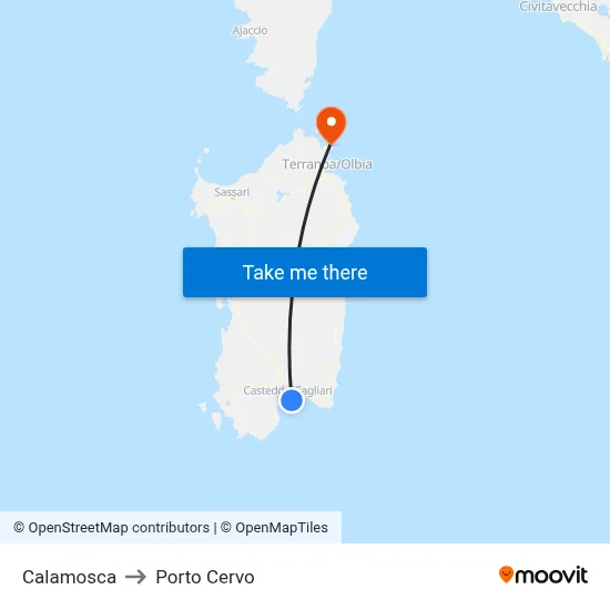 Calamosca to Porto Cervo map