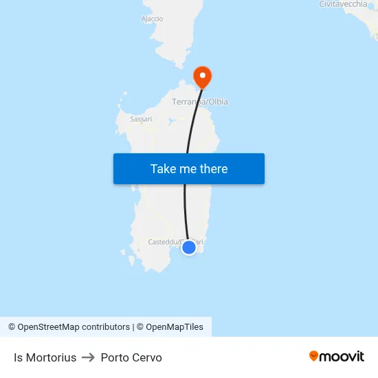 Is Mortorius to Porto Cervo map