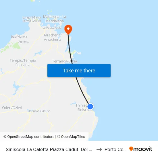 Siniscola La Caletta Piazza Caduti Del Mare 11 to Porto Cervo map