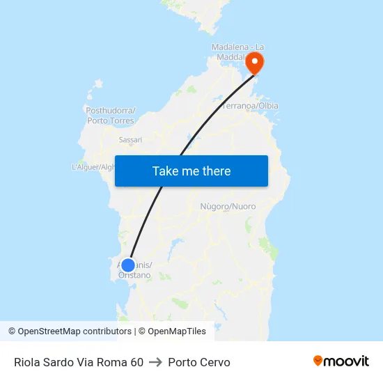 Riola Sardo Roma Street 60 to Porto Cervo map