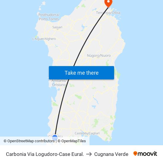 Carbonia Via Logudoro-Case Eural. to Cugnana Verde map