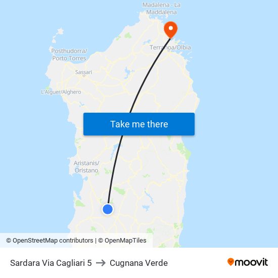 Sardara Via Cagliari 5 to Cugnana Verde map
