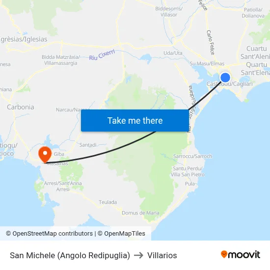 San Michele (Corner of Redipuglia) to Villarios map