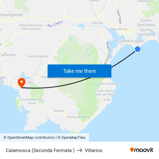 Calamosca (Second Stop) to Villarios map