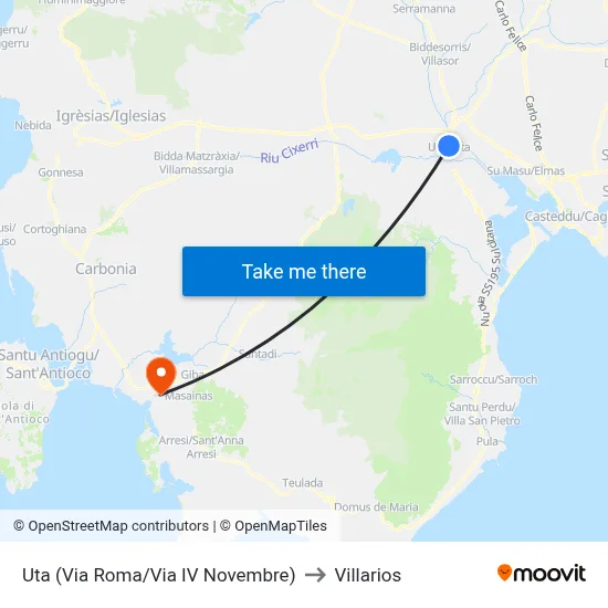 Uta (Roma Street/November 4th Street) to Villarios map