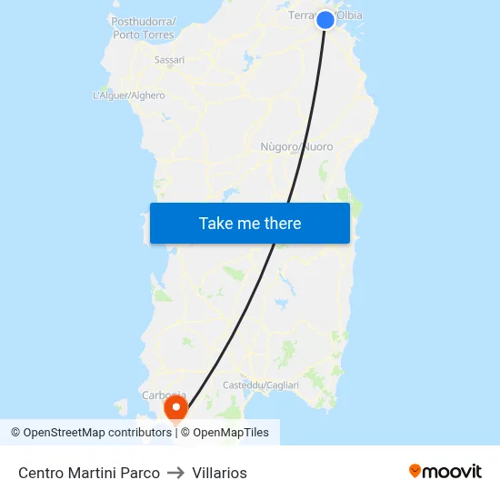 Martini Park Center to Villarios map