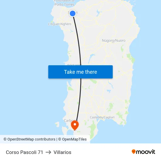 Corso Pascoli 71 to Villarios map