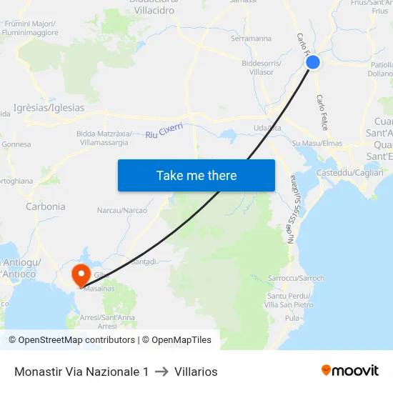Monastir National Road 1 to Villarios map