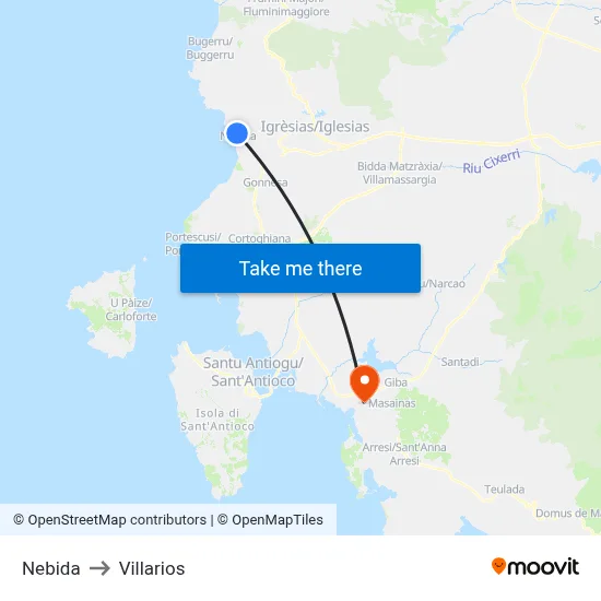 Nebida to Villarios map