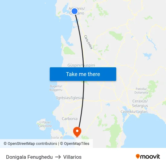 Donigala Fenughedu to Villarios map