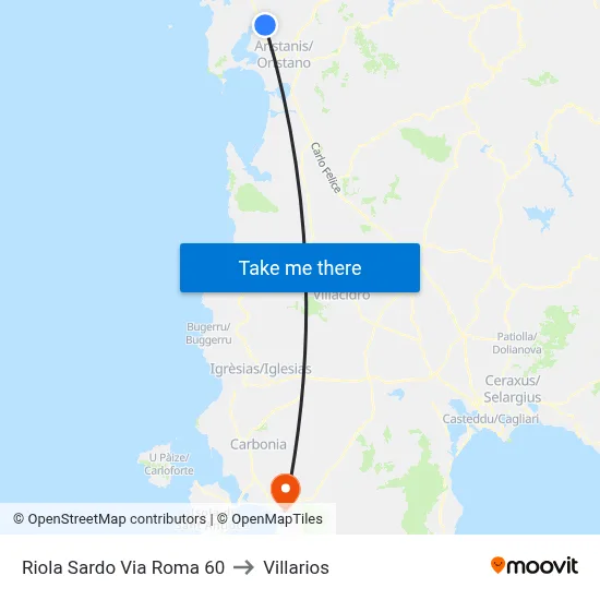 Riola Sardo Roma Street 60 to Villarios map