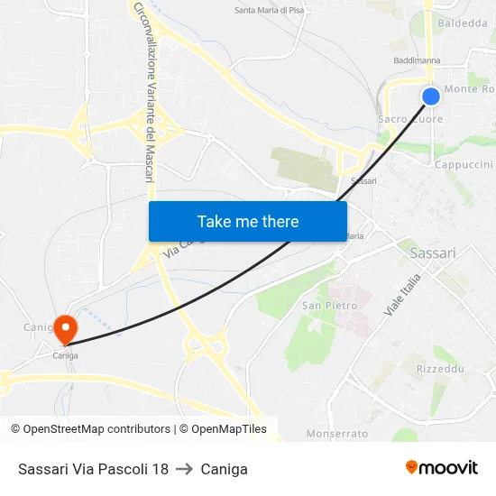 18 Pascoli Street - Sassari to Caniga map