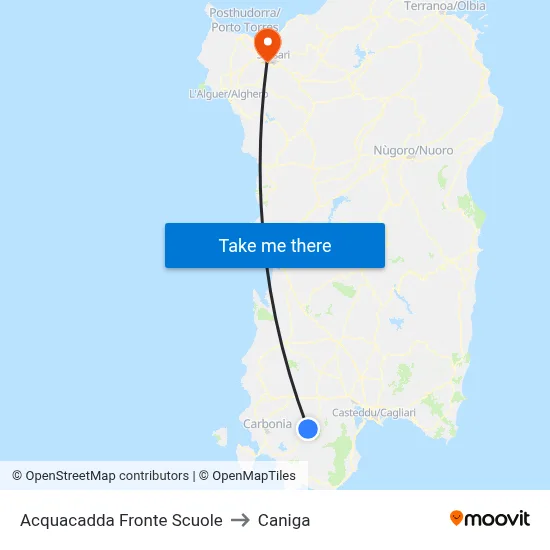 Acquacadda Opposite Schools to Caniga map