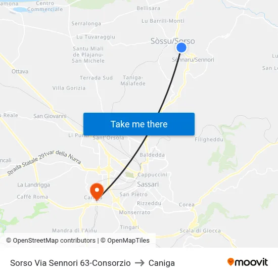 Sorso Sennori Street 63-Consortium to Caniga map