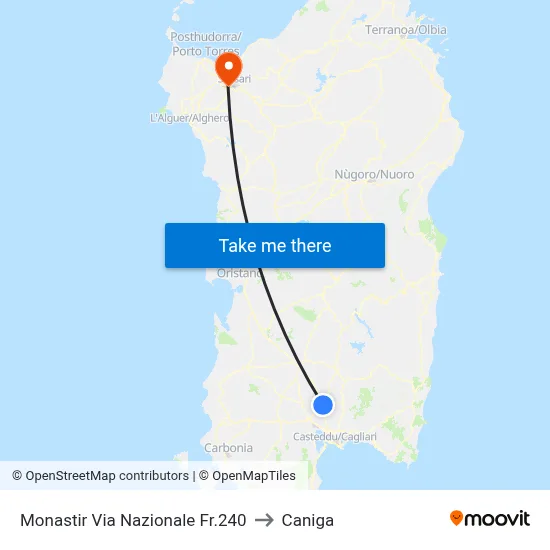 Monastir Via Nazionale FR240 to Caniga map