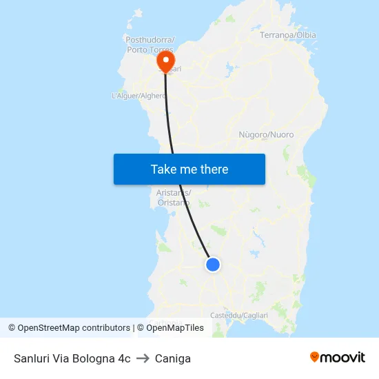 Sanluri Via Bologna 4c to Caniga map
