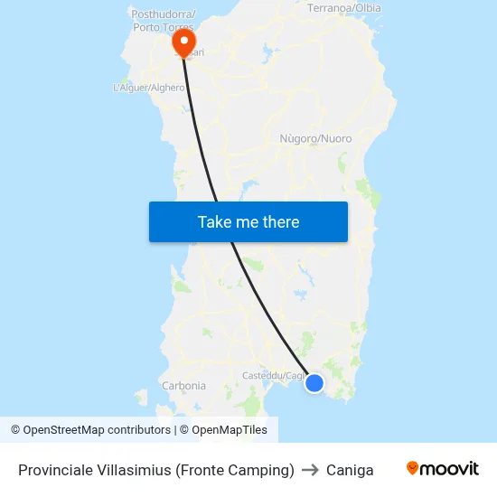 Villasimius Provincial Road (Opposite Camping) to Caniga map