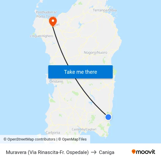 Muravera (Via Rinascita-Opposite Hospital) to Caniga map