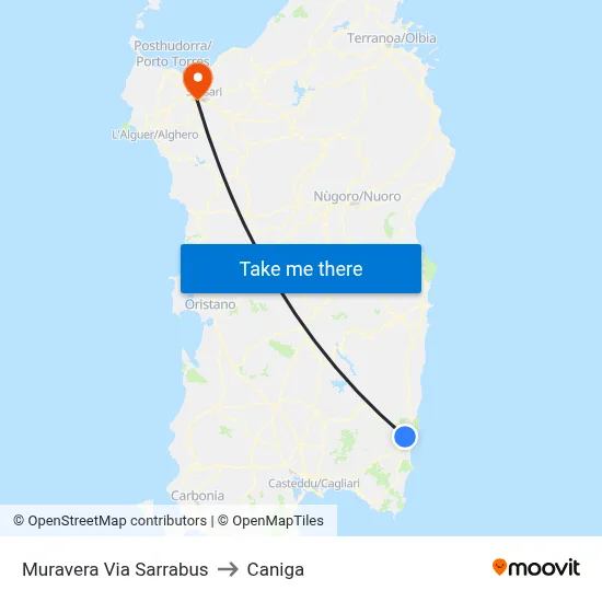 Muravera Sarrabus Street to Caniga map