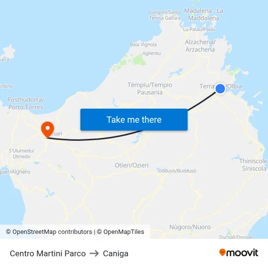 Martini Park Center to Caniga map