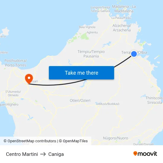 Martini Center to Caniga map