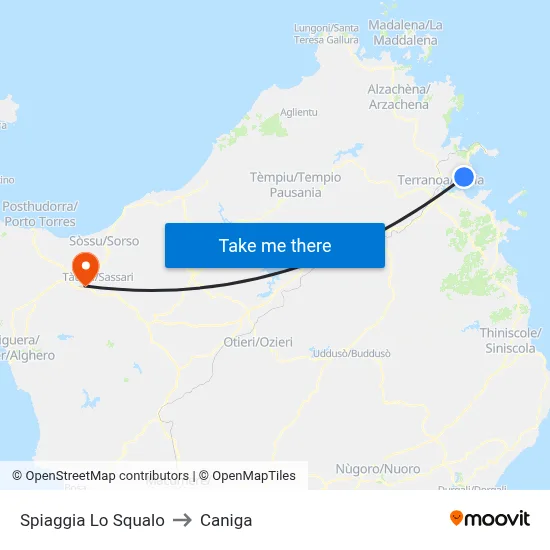 The Shark Beach to Caniga map