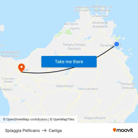 Pellicano Beach to Caniga map