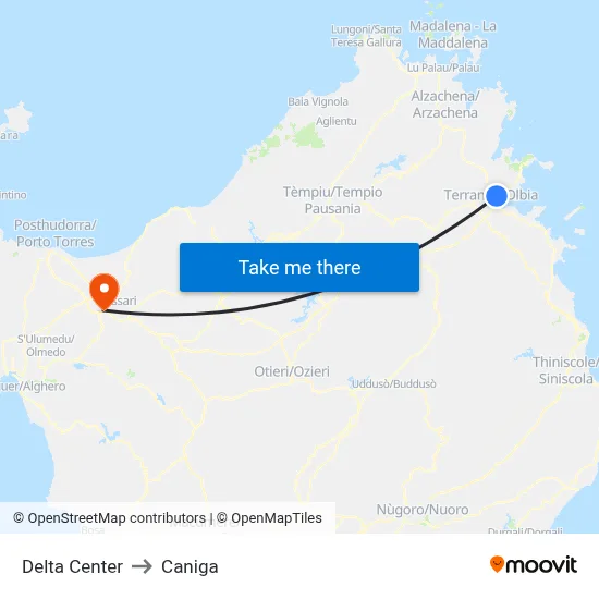 Delta Center to Caniga map