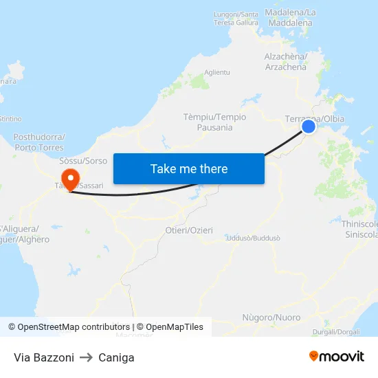 Bazzoni Street to Caniga map