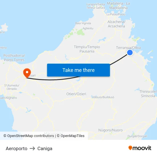 Airport to Caniga map
