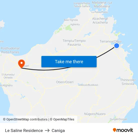Le Saline Residence to Caniga map