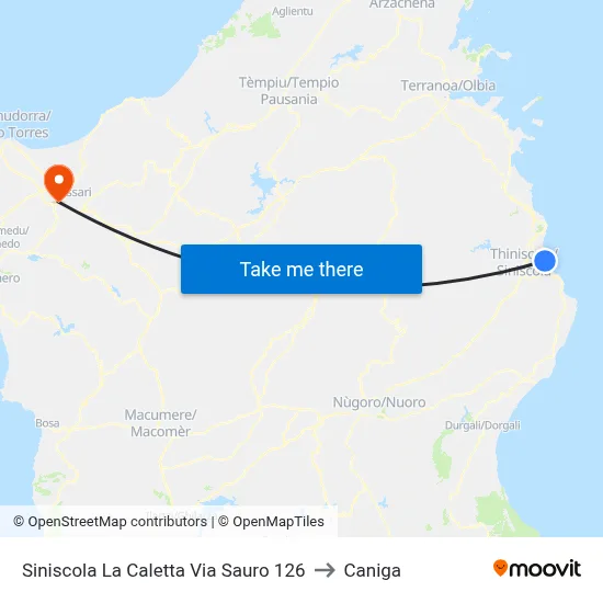Siniscola La Caletta Sauro Street 126 to Caniga map