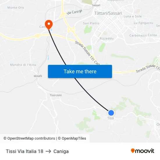 18 Italia Street Tissi to Caniga map