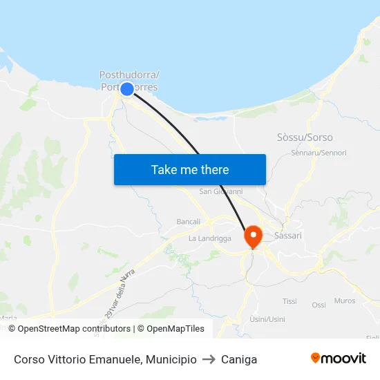 Vittorio Emanuele Avenue, City Hall to Caniga map