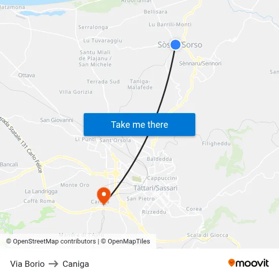 Via Borio to Caniga map