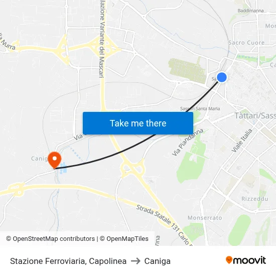 Railway Station, Terminal to Caniga map