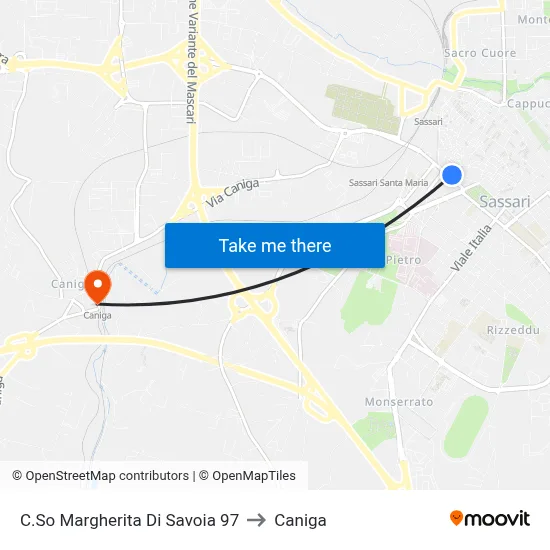 Margherita Di Savoia Avenue 97 to Caniga map