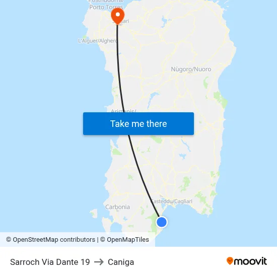 Sarroch 19 Dante Street to Caniga map