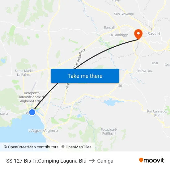 SS 127 Bis Opposite Laguna Blu Camping to Caniga map