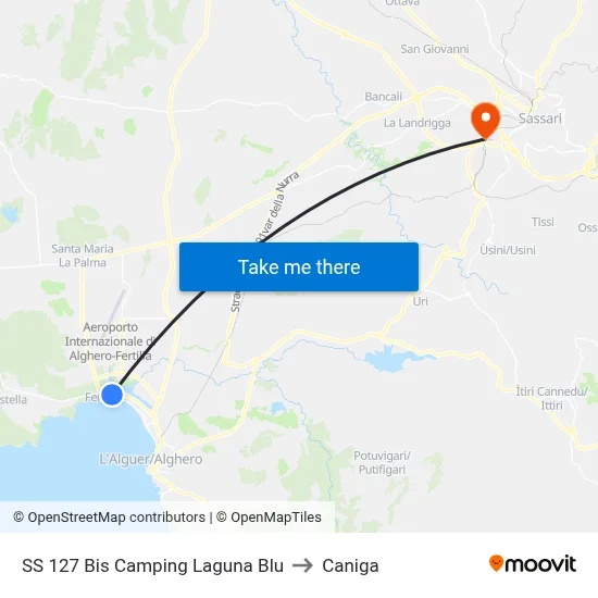 SS 127 Bis Blue Lagoon Camping to Caniga map