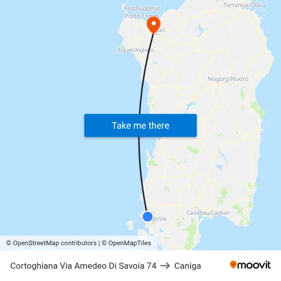 Cortoghiana Amedeo Di Savoia Street 74 to Caniga map