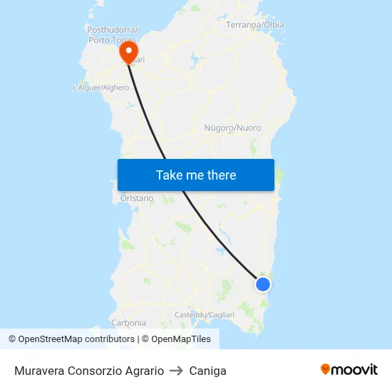 Muravera Agricultural Consortium to Caniga map