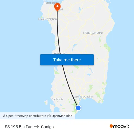 SS 195 Blue Fan to Caniga map